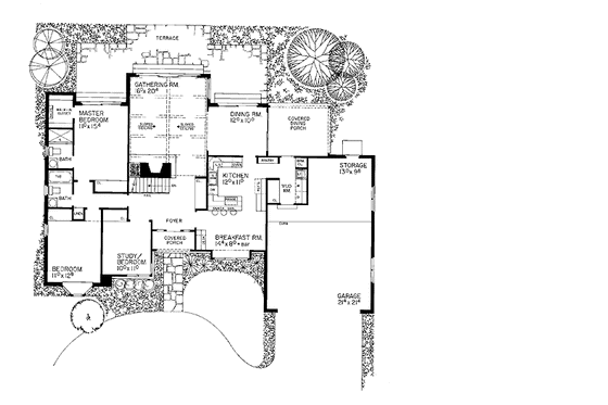 Floor Plan - Main Floor for Tudor House Plan #72-732 - 3 bed, 2 bath
