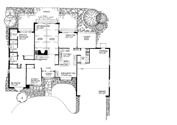 Architectural House Design - Tudor Floor Plan - Main Floor Plan #72-732