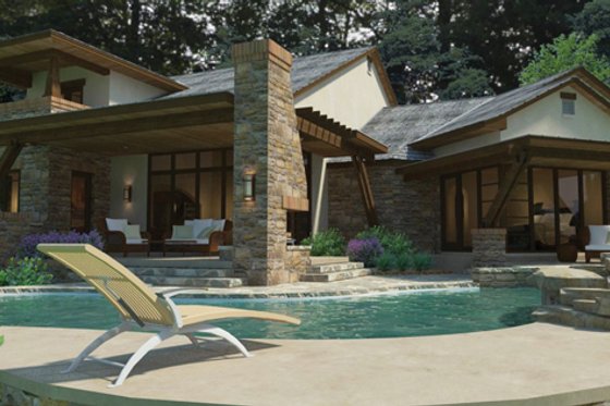 Exterior - Rear Elevation 1 for Cottage House Plan #120-244 - 3 bed, 4 bath