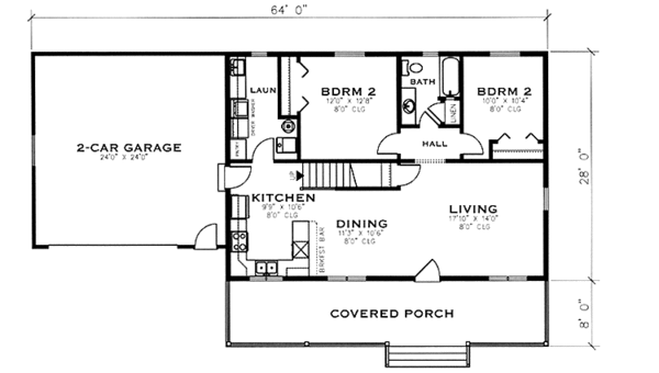 House Design - Country Floor Plan - Main Floor Plan #984-2