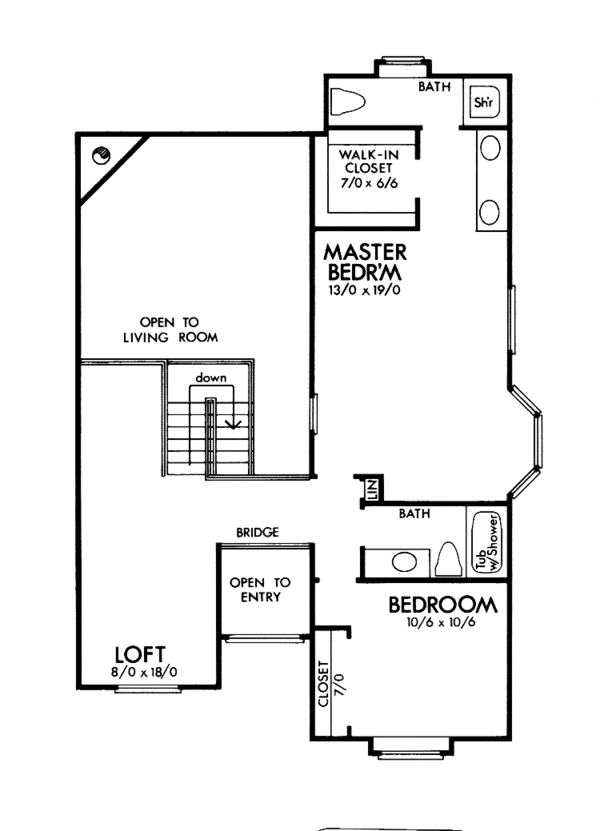 Architectural House Design - Traditional Floor Plan - Upper Floor Plan #320-1341