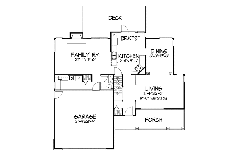 Dream House Plan - Floor Plan - Main Floor for Country House Plan #320-748 - 3 bed, 2.5 bath