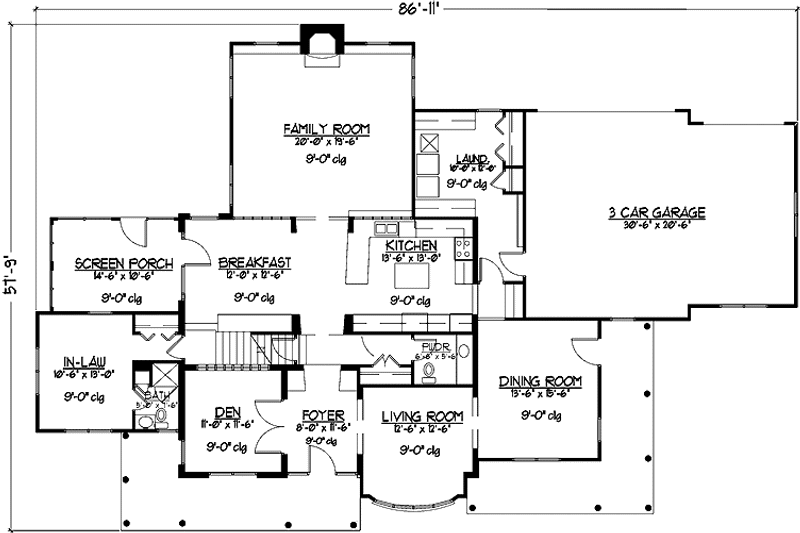 Home Plan - Floor Plan - Main Floor for Country House Plan #978-9 - 5 bed, 3.5 bath