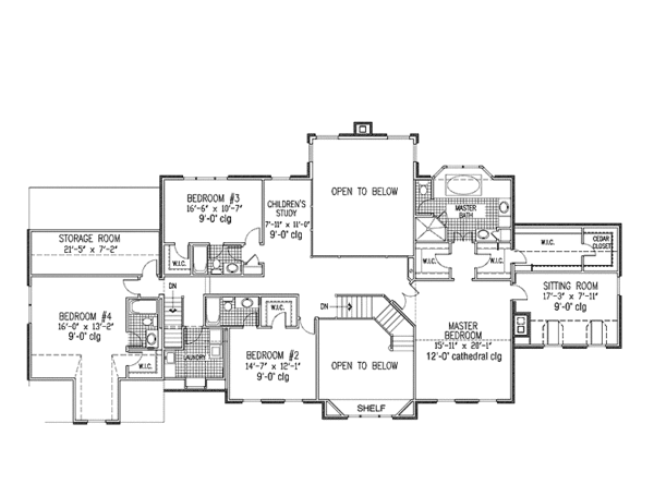 Architectural House Design - Colonial Floor Plan - Upper Floor Plan #953-125
