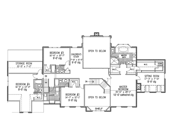 Home Plan - Colonial Floor Plan - Upper Floor Plan #953-125