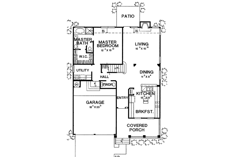 House Blueprint - Floor Plan - Main Floor for Country House Plan #472-139 - 4 bed, 2.5 bath