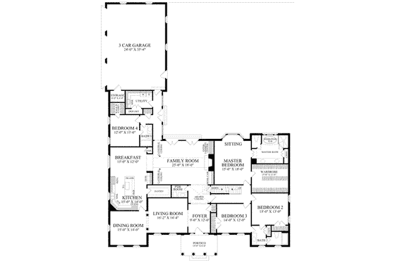 Floor Plan - Main Floor for Classical House Plan #137-238 - 4 bed, 3 bath