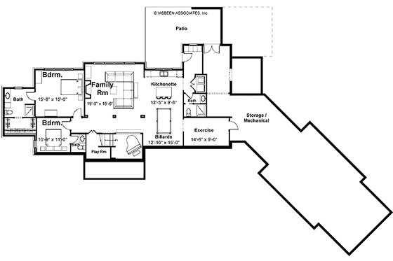 Floor Plan - Lower Floor for Craftsman House Plan #928-48 - 3 bed, 3 bath