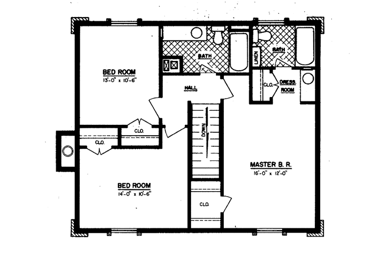 Home Plan - Floor Plan - Upper Floor for European House Plan #45-531 - 3 bed, 2 bath