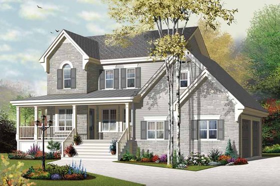 Exterior - Front Elevation 3 for Country House Plan #23-2558 - 3 bed, 2.5 bath