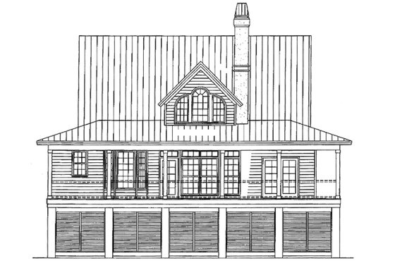 Exterior - Rear Elevation 1 for Country House Plan #929-37 - 3 bed, 2.5 bath