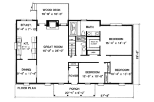 Floor Plan - Main Floor for Ranch House Plan #10-135 - 3 bed, 2 bath