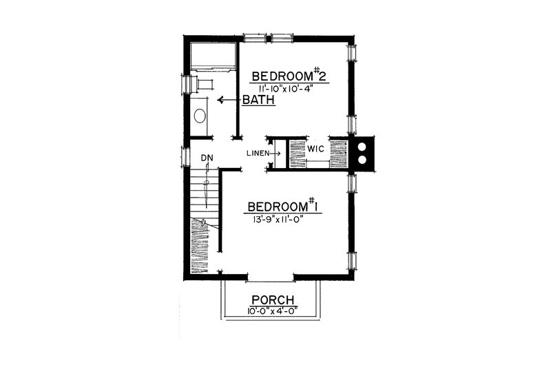 House Blueprint - Floor Plan - Upper Floor for Country House Plan #1016-91 - 2 bed, 1 bath