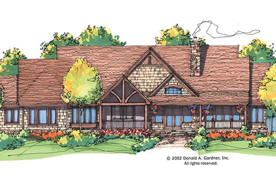 Exterior - Rear Elevation 1 for Craftsman House Plan #929-928 - 3 bed, 3.5 bath