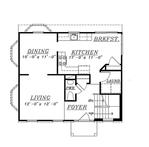 Architectural House Design - Colonial Floor Plan - Main Floor Plan #320-1048