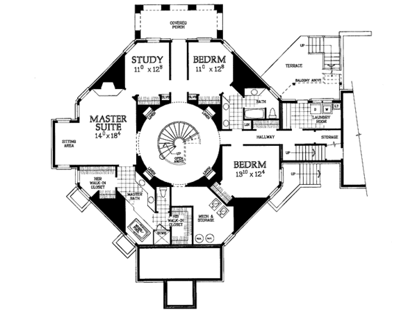Home Plan - Classical Floor Plan - Upper Floor Plan #72-976