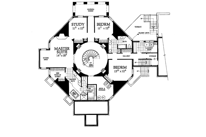 Home Plan - Floor Plan - Upper Floor for Classical House Plan #72-976 - 4 bed, 2 bath
