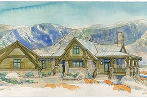 Adobe / Southwestern Exterior - Front Elevation Plan #928-182