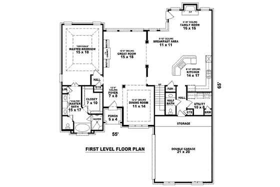 Floor Plan - Main Floor for European House Plan #81-1534 - 3 bed, 2.5 bath