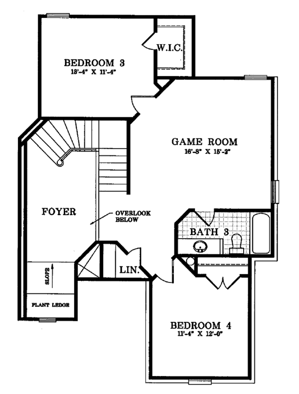 House Design - Traditional Floor Plan - Upper Floor Plan #952-4