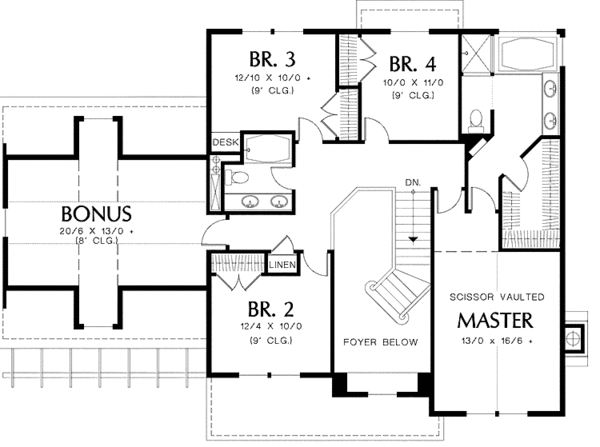 Architectural House Design - Craftsman Floor Plan - Upper Floor Plan #48-801