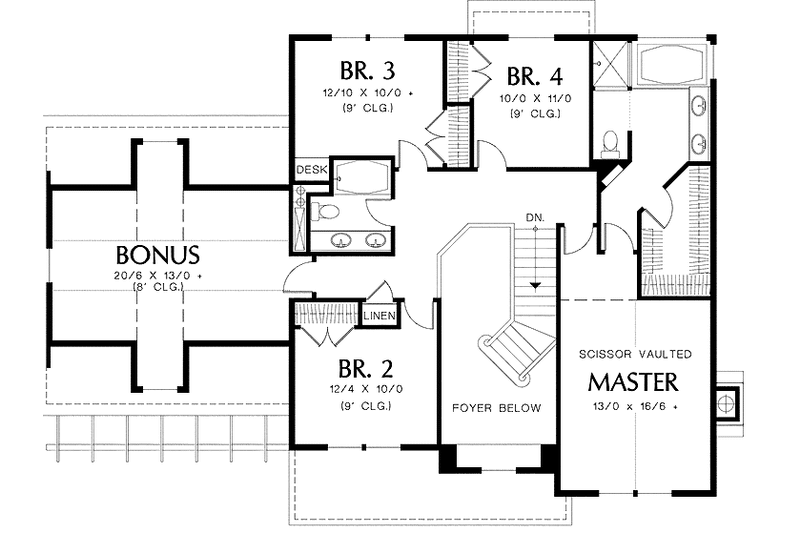 Dream House Plan - Floor Plan - Upper Floor for Craftsman House Plan #48-801 - 4 bed, 2.5 bath