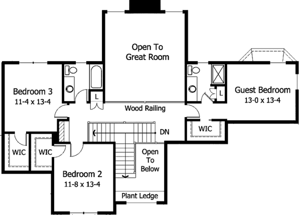 Architectural House Design - Traditional Floor Plan - Upper Floor Plan #51-954