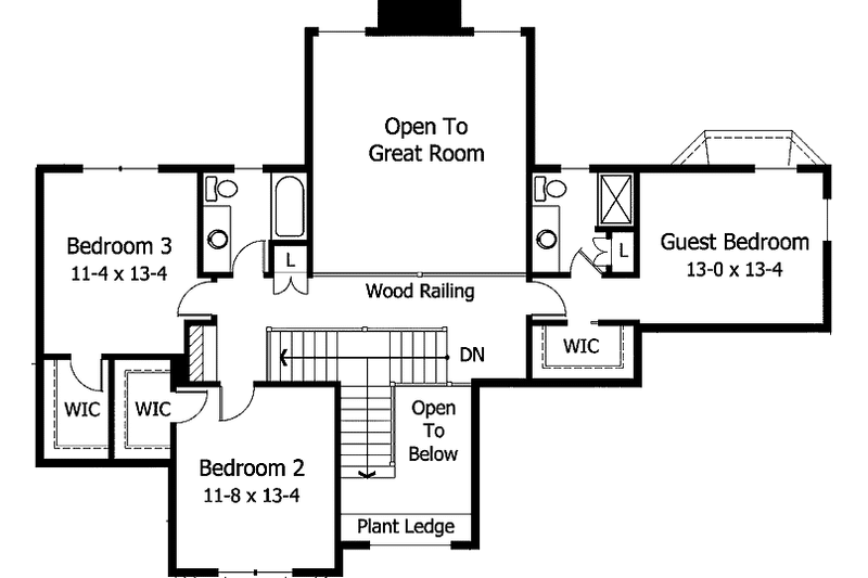 Architectural House Design - Floor Plan - Upper Floor for Traditional House Plan #51-954 - 4 bed, 3.5 bath