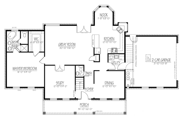 House Design - Colonial Floor Plan - Main Floor Plan #1061-2