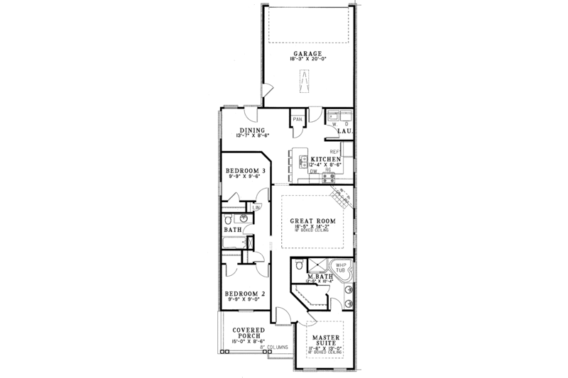 Home Plan - Floor Plan - Main Floor for Country House Plan #17-3209 - 3 bed, 2 bath