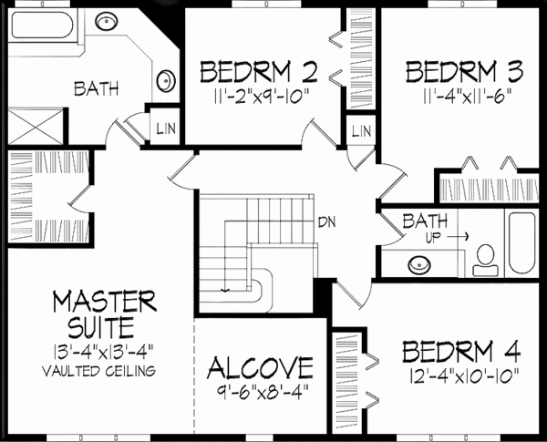 Architectural House Design - Tudor Floor Plan - Upper Floor Plan #51-924