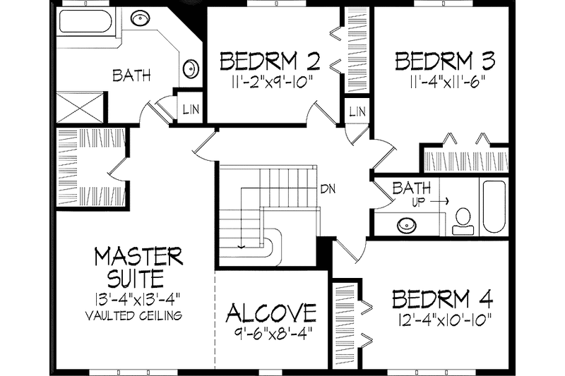 Dream House Plan - Floor Plan - Upper Floor for Tudor House Plan #51-924 - 4 bed, 2.5 bath