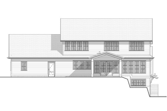 Exterior - Rear Elevation for European House Plan #1086-26 - 3 bed, 2.5 bath