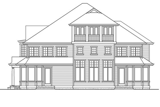 Exterior - Rear Elevation for Classical House Plan #132-512 - 5 bed, 5.5 bath