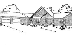House Blueprint - Log Exterior - Front Elevation Plan #964-14