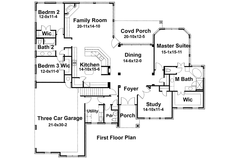 Dream House Plan - Floor Plan - Main Floor for Mediterranean House Plan #120-235 - 3 bed, 3.5 bath