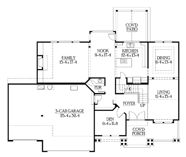 Home Plan - Craftsman Floor Plan - Main Floor Plan #132-234