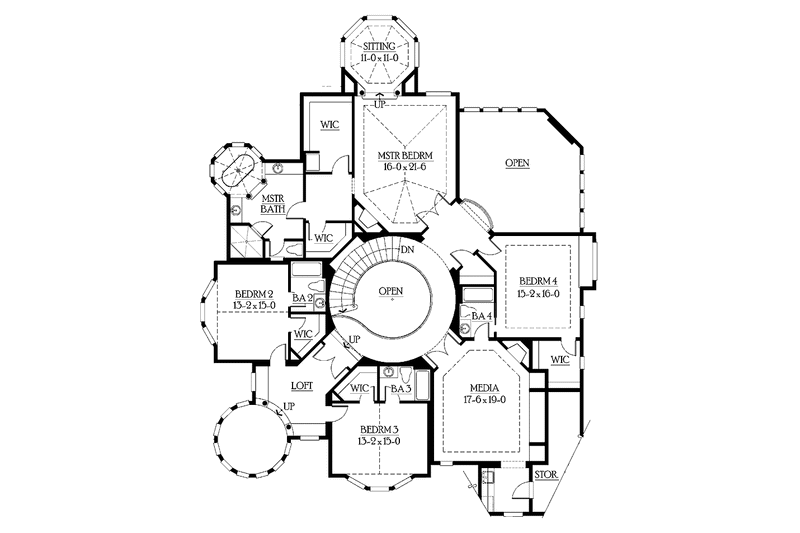 Architectural House Design - Floor Plan - Upper Floor for Victorian House Plan #132-255 - 4 bed, 4.5 bath