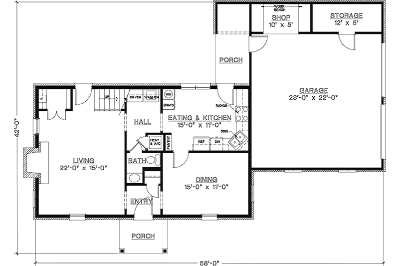 Home Plan - Floor Plan - Main Floor for Classical House Plan #45-512 - 3 bed, 2.5 bath