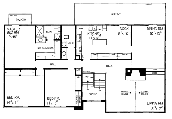 Home Plan - Tudor Floor Plan - Upper Floor Plan #72-660