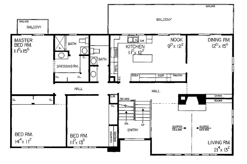 Home Plan - Floor Plan - Upper Floor for Tudor House Plan #72-660 - 3 bed, 0 bath