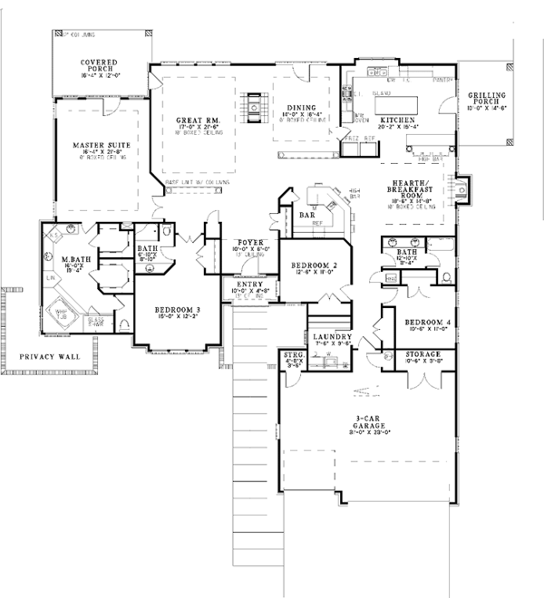 Dream House Plan - Traditional Floor Plan - Main Floor Plan #17-3295