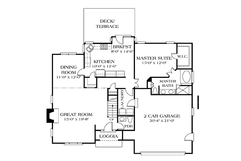 House Blueprint - Floor Plan - Main Floor for Country House Plan #453-481 - 3 bed, 2.5 bath