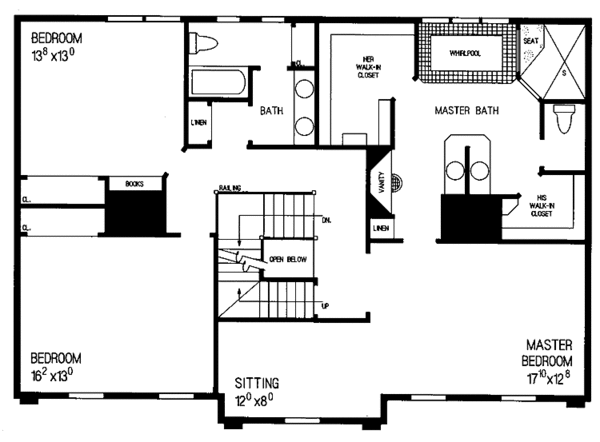 House Blueprint - Classical Floor Plan - Upper Floor Plan #72-814