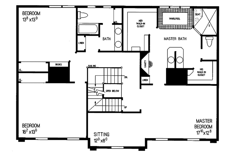 Home Plan - Floor Plan - Upper Floor for Classical House Plan #72-814 - 3 bed, 2.5 bath