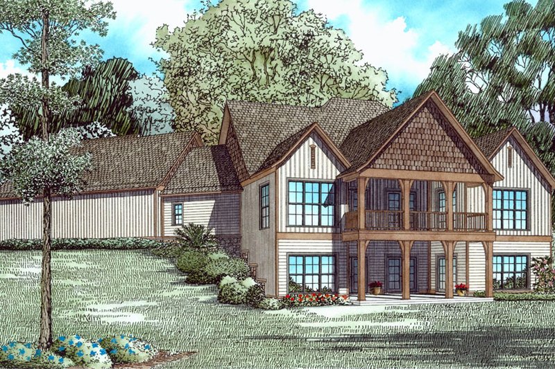House Blueprint - Exterior - Rear Elevation for Craftsman House Plan #17-3476 - 4 bed, 4 bath