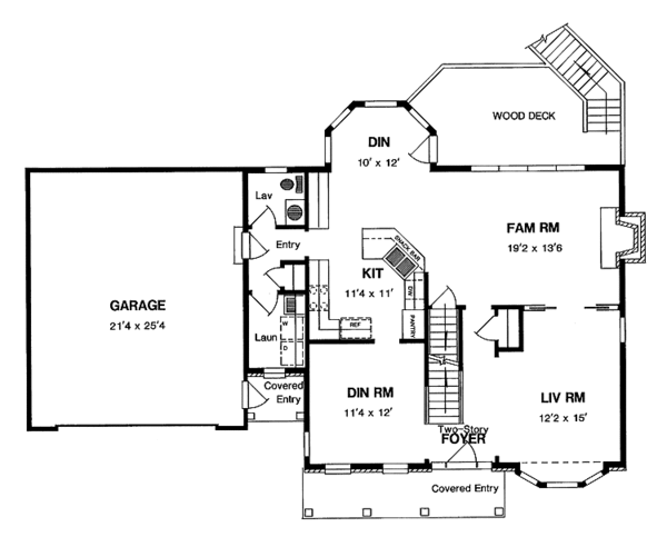 Home Plan - Colonial Floor Plan - Main Floor Plan #316-138