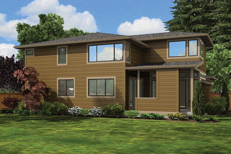 Architectural House Design - Exterior - Rear Elevation 1 for Contemporary House Plan #132-564 - 4 bed, 3 bath
