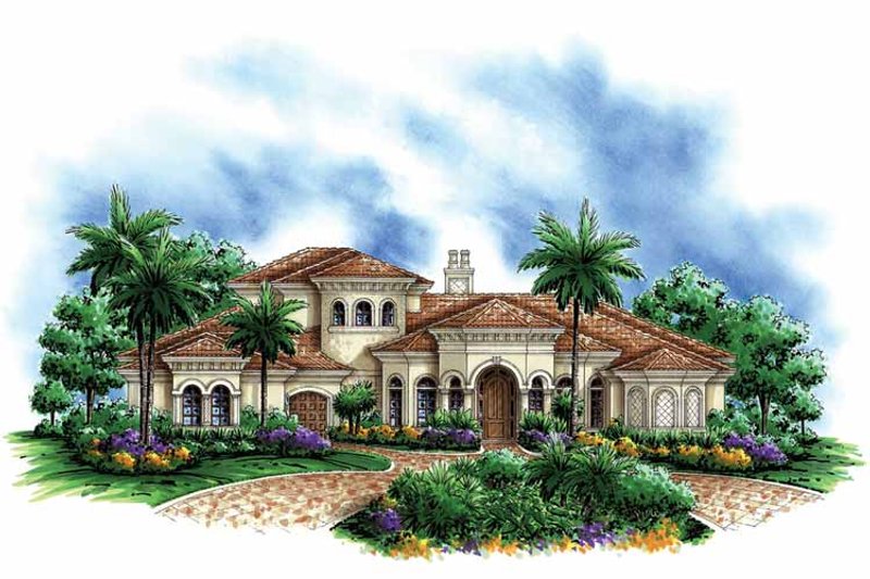 House Blueprint - Exterior - Front Elevation 3 for Mediterranean House Plan #1017-104 - 4 bed, 4.5 bath
