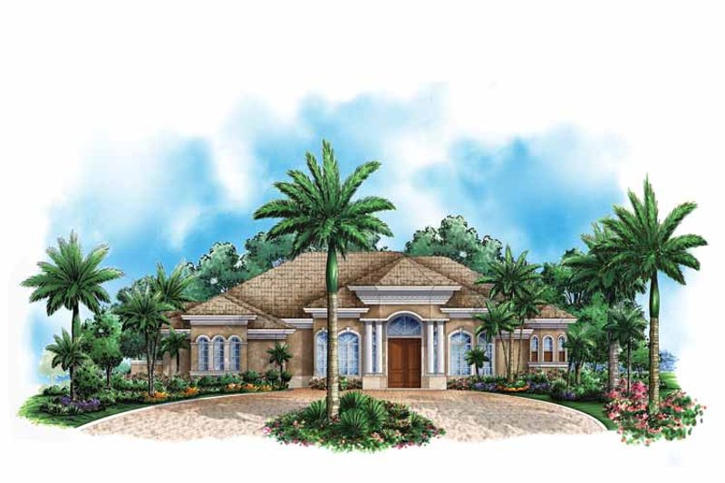 Home Plan - Exterior - Front Elevation 3 for Mediterranean House Plan #1017-144 - 3 bed, 3.5 bath